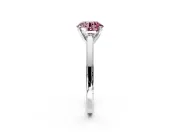 Solitaire Engagement Ring Setting for Fancy Pink Round Cut Center with Flat-Sided Plain Band and Prong Head in Platinum