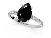 Solitaire Engagement Ring Setting for Fancy Black Pear-Shaped Center with Pave Accents and Prong Head in White Gold