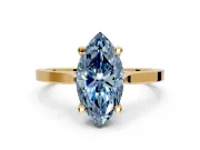 Solitaire Engagement Ring Setting for Fancy Blue Marquise Center with Tapered Shoulders and Prong Head in Yellow Gold