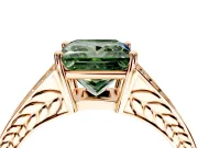 Split Shank Engagement Ring Setting for Fancy Green Princess Cut Center with Pave Split Shank and Prong Head in Rose Gold