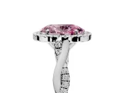 Halo Engagement Ring Setting for Fancy Pink Oval Center with Twist Band and Prong Head in Sterling Silver
