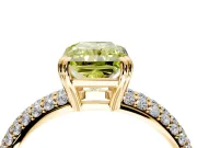 Solitaire Engagement Ring Setting for Fancy Yellow Radiant Cut Center with Multi-Row Pave Accents and Basket Head in Yellow Gold