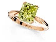 Solitaire Engagement Ring Setting for Fancy Yellow Radiant Cut Center with Reverse Tapered Band and Prong Head in Rose Gold