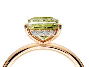 Solitaire Engagement Ring Setting for Fancy Yellow Princess Cut Center with Plain Band, Open Basket and Prong Head in Rose Gold