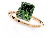 Solitaire Engagement Ring Setting for Fancy Green Radiant Cut Center with Plain Twisted Rope Band and Prong Head in Rose Gold