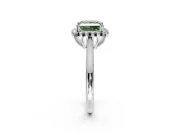 Starburst Halo Engagement Ring Setting for Fancy Green Princess Cut Center with Thin Round-Wire Band and Prong Head in White Gold