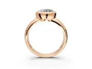 Solitaire Engagement Ring Setting for Heart-Shaped Center with Wide Band and Bezel Head in Rose Gold