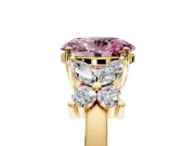 Floral Engagement Ring Setting for Fancy Pink Oval Center with Marquise Cluster Shoulders and Prong Head in Yellow Gold