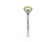 Solitaire Engagement Ring Setting for Fancy Yellow Asscher Cut Center with Plain Twisted Rope Band and Prong Head in White Gold