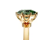 Solitaire Engagement Ring Setting for Fancy Green Oval Center with Plain Band and Tulip Prong Head in Yellow Gold