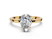 Solitaire Engagement Ring Setting for Pear-Shaped Center with Fine Wire Band and Prong Head in Yellow Gold