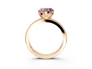 Milgrain Pave Engagement Ring Setting for Fancy Pink Heart-Shaped Center with Accent Band and Prong Head in Rose Gold