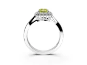 Starburst Halo Engagement Ring Setting for Fancy Yellow Emerald Cut Center with Flat Cathedral Band and Prong Head in Sterling Silver