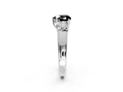 3 Stone Engagement Ring Setting for Fancy Black Heart-Shaped Center with Raised Basket Heads and Prong Head in Platinum