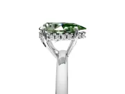Solitaire Engagement Ring Setting for Fancy Green Pear-Shaped Center with Fine Wire Band and Prong Head in Sterling Silver
