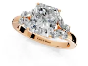 Solitaire Engagement Ring Setting for Radiant Cut Center with Marquise Flower Shoulders and Prong Head in Rose Gold