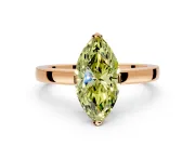 Solitaire Engagement Ring Setting for Fancy Yellow Marquise Center with Plain Band and Flat Tab Prong Head in Rose Gold