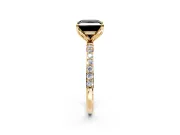 Solitaire Engagement Ring Setting for Fancy Black Princess Cut Center with Fine Pave Accents and Prong Head in Yellow Gold