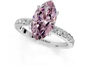 Solitaire Engagement Ring Setting for Fancy Pink Marquise Center with Round Cut Pave Band and Prong Head in Platinum