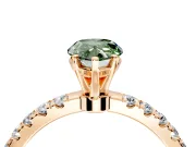 Open Basket Engagement Ring Setting for Fancy Green Pear-Shaped Center with Pave Band and Prong Head in Rose Gold