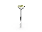 Solitaire Engagement Ring Setting for Fancy Yellow Pear-Shaped Center with Channel Accents and Prong Head in Platinum