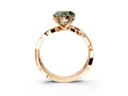 Solitaire Engagement Ring Setting for Fancy Green Heart-Shaped Center with Pave and Plain Crossover Band and Prong Head in Rose Gold
