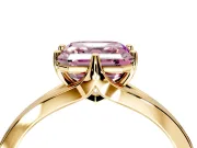 Solitaire Engagement Ring Setting for Fancy Pink Asscher Cut Center with Plain Split Shank and Prong Head in Yellow Gold