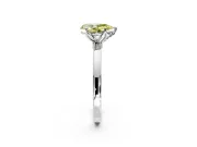 Solitaire Engagement Ring Setting for Fancy Yellow Pear-Shaped Center with Thin Rounded Plain Band and Prong Head in Sterling Silver