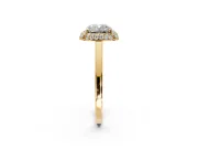 Halo Engagement Ring Setting for Cushion Cut Center with Plain Tapered Band and Prong Head in Yellow Gold