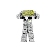 Halo Engagement Ring Setting for Fancy Yellow Cushion Cut Center with Double Pave Split Shank and Prong Head in Sterling Silver