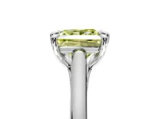 Solitaire Engagement Ring Setting for Fancy Yellow Princess Cut Center with Cathedral Band and Prong Head in White Gold