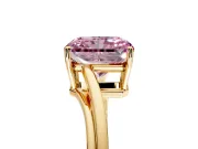 Solitaire Engagement Ring Setting for Fancy Pink Radiant Cut Center with Plain Bypass Twist Band and Prong Head in Yellow Gold