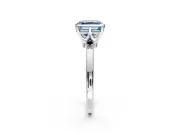 Solitaire Engagement Ring Setting for Fancy Blue Asscher Cut Center with Plain Band and Tulip Prong Head in Platinum