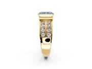 Bezel Engagement Ring Setting for Fancy Blue Radiant Cut Center with Wide Channel-Set Band and Bezel Head in Yellow Gold