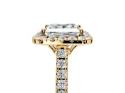 Halo Engagement Ring Setting for Princess Cut Center with Raised Halo, Pave Band and Prong Head in Yellow Gold