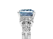 Solitaire Engagement Ring Setting for Fancy Blue Princess Cut Center with Filigree Band and Prong Head in Sterling Silver
