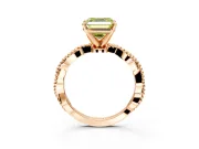 Solitaire Engagement Ring Setting for Fancy Yellow Asscher Cut Center with Twist Band and Bead Prong Head in Rose Gold