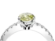 Solitaire Engagement Ring Setting for Fancy Yellow Marquise Center with Single Row Accent Band and Prong Head in Sterling Silver
