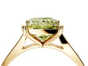 Solitaire Engagement Ring Setting for Fancy Yellow Princess Cut Center with Tapered Shoulders and Prong Head in Yellow Gold