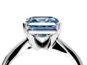 Solitaire Engagement Ring Setting for Fancy Blue Asscher Cut Center with Knife Ridge Band and Claw Prong Head in Sterling Silver