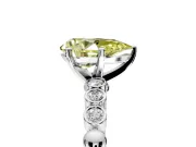 Solitaire Engagement Ring Setting for Fancy Yellow Pear-Shaped Center with Bezel-Dot Beaded Band and Prong Head in Platinum