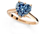 Solitaire Engagement Ring Setting for Fancy Blue Heart-Shaped Center with Cathedral Band and Prong Head in Rose Gold
