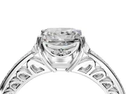 Floral Engagement Ring Setting for Princess Cut Center with Four Accent Clusters and Prong Head in Sterling Silver
