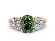 Cluster Engagement Ring Setting for Fancy Green Oval Center with Round Cut Accent Frame and Prong Head in Rose Gold