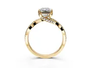 Solitaire Engagement Ring Setting for Radiant Cut Center with Narrow Twist Pave Band and Prong Head in Yellow Gold