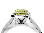 Halo Engagement Ring Setting for Fancy Yellow Radiant Cut Center with Knife Ridge Cathedral Band and Prong Head in White Gold