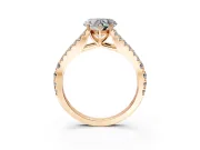 Solitaire Engagement Ring Setting for Heart-Shaped Center with Pave Split Shank and Prong Head in Rose Gold