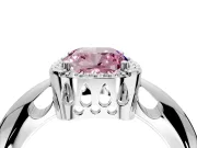 Halo Engagement Ring Setting for Fancy Pink Cushion Cut Center with Tapered Plain Band and Prong Head in White Gold