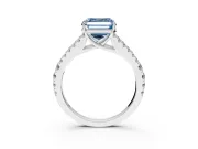 Solitaire Engagement Ring Setting for Fancy Blue Asscher Cut Center with Pave Split Shank and Prong Head in White Gold