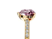 Solitaire Engagement Ring Setting for Fancy Pink Heart-Shaped Center with Channel Accents and Prong Head in Yellow Gold